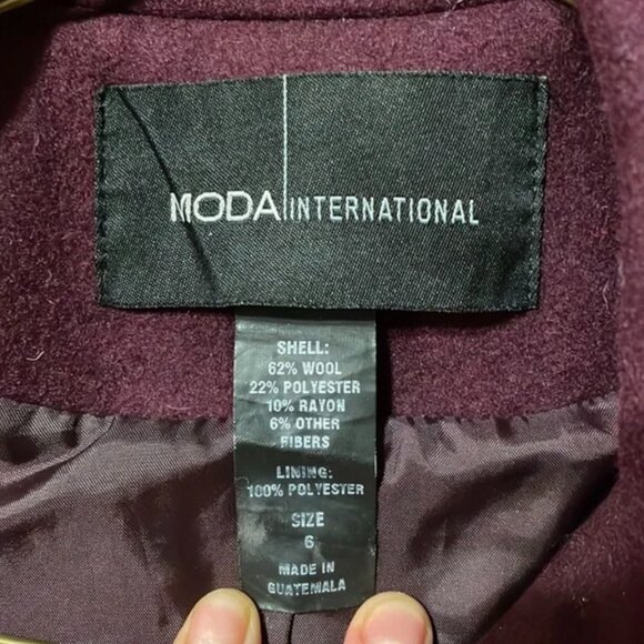 Vintage Moda International Wool Side Tab Peacoat Size 6 Victoria's Secret - Picture 4 of 4